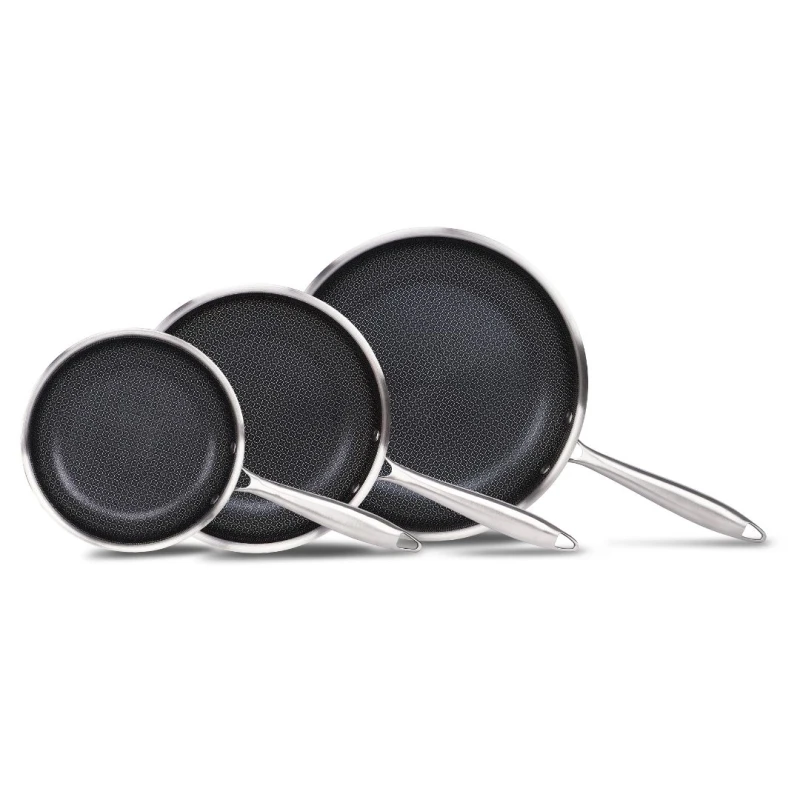 Image of Cermalon Triply Set of 3 Frying Pans in Silver Silver Unisex