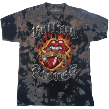 Image of The Rolling Stones - Tattoo Flames Unisex X-Large T-Shirt - Grey