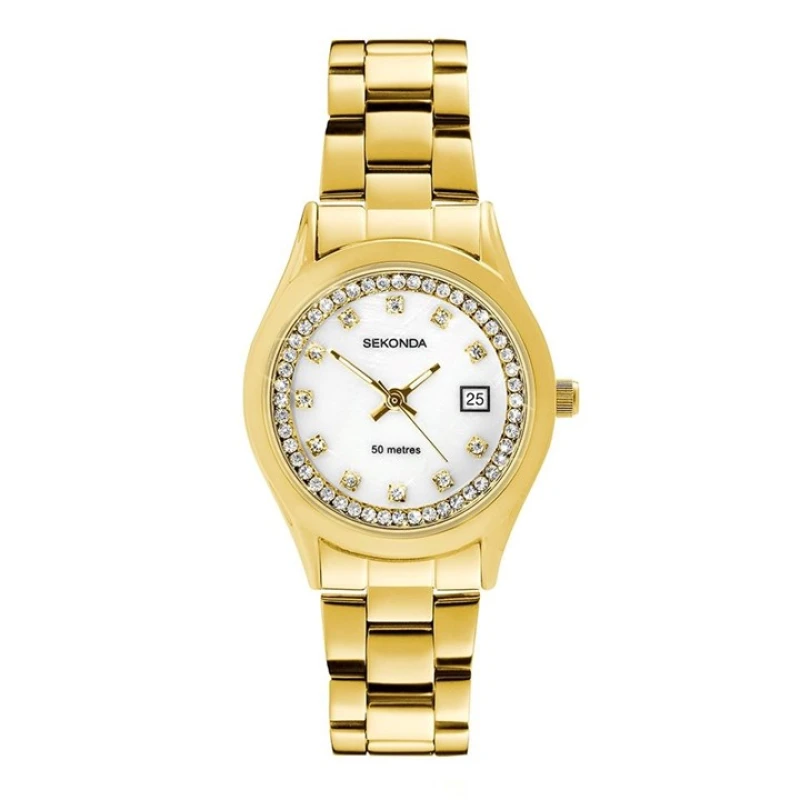 Image of 40716 Sekonda Gold Coloured Bracelet Stone Set Case Watch - W32462