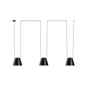 Image of Attic Decorative Hanging Ceiling Pendant Matt Black 3x E27 / 75cm x 300cm