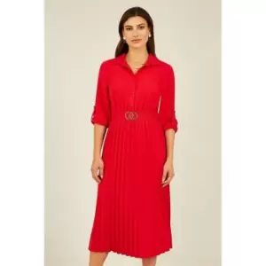 Image of Mela London Red Pleated Skirt Midi Dress - Red