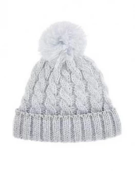 Image of Monsoon Baby Girls Evie Ombre Cable Sparkle Hat - Blue