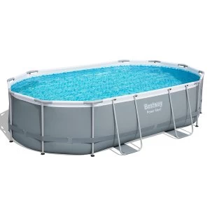 Image of Bestway 16' x 10' x 42" Power Steel Frame Oval Pool Set