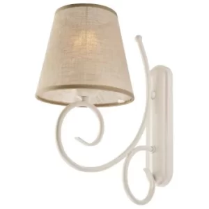 Image of Lorenzo Wall Lamp With Fabric Shade White, 1x E27