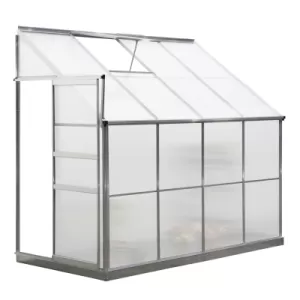 Image of Outsunny Walk-In Garden Greenhouse Heavy Duty Aluminum Polycarbonate with Roof Vent Lean to Design for Plants Herbs Vegetables 252 x 125 x 221 cm