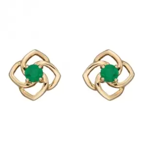 Image of Cut Out Flower Emerald Yellow Gold Stud Earrings GE2387G
