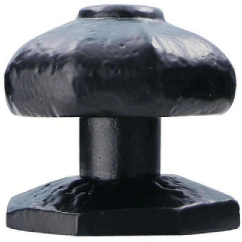 Image of Loops 63mm OCTAGONAL Centre Door Knob Black Antique Hammered Iron Outdoor Handle Black unisex