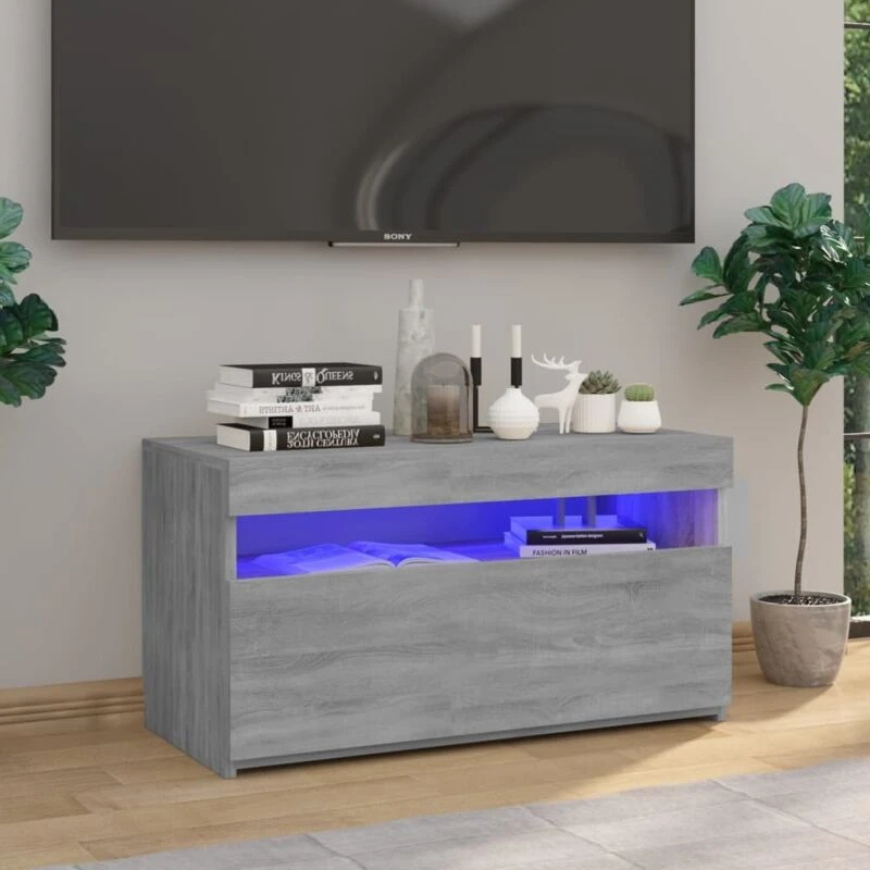 Image of VIDAXL TV Cabinet with LED Lights Grey Sonoma 75x35x40cm vidaXL 8720286931905