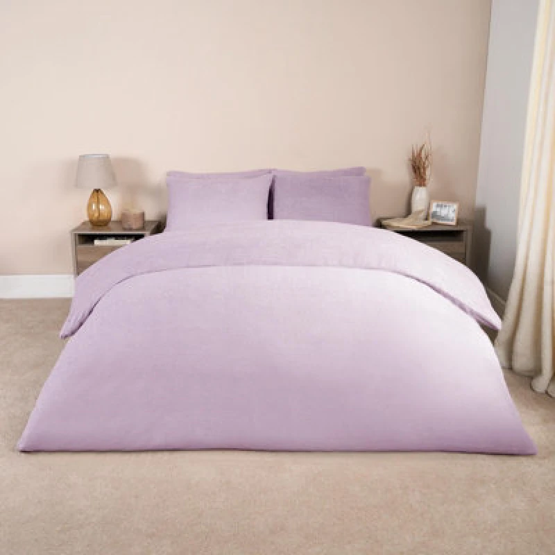 Image of OHS OHS Thermal Soft Teddy Fleece Duvet Cover Bedding Set in Lilac Size: King Lilac King Unisex 5027434188796