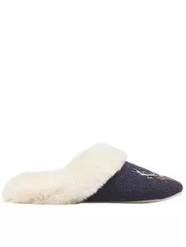 Image of Joules Slippet Luxe Reindeer Slipper - Navy, Size S, Women