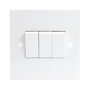 Image of KnightsBridge 10A White 3G 2 Way 230V Electric Wall Plate Switch