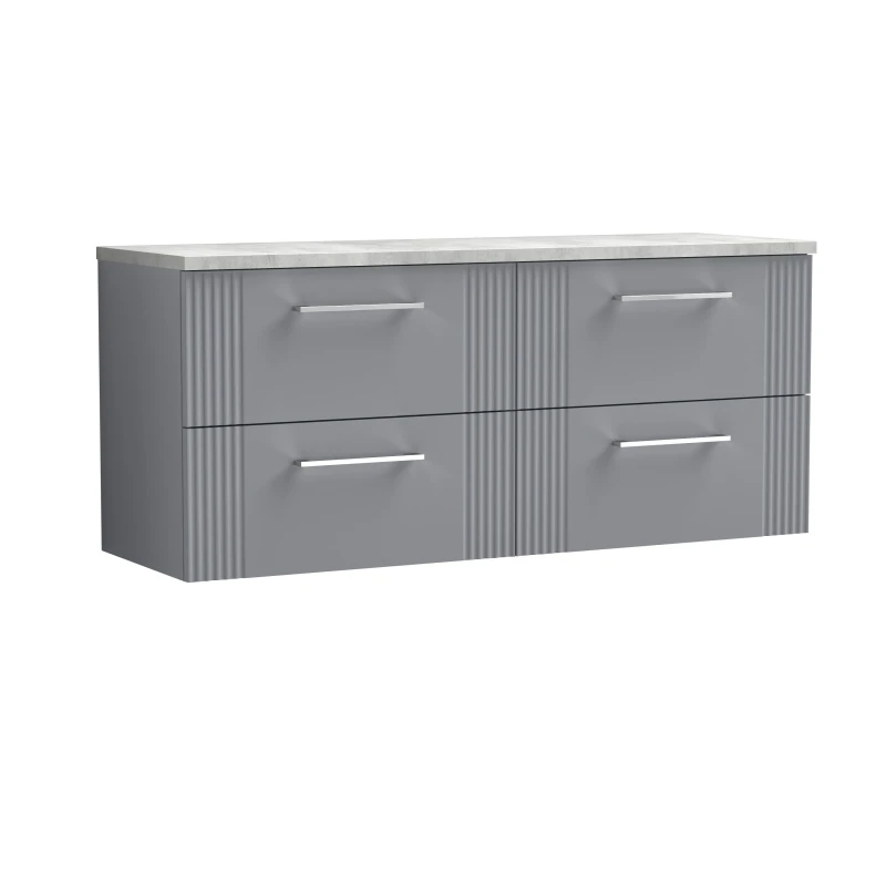 Image of Balterley 4 Drawer Wall Hung Vanity Unit Grey Laminate Worktop, Grey 1200mm Grey Unisex