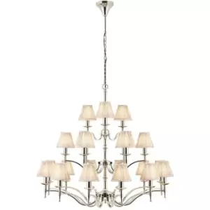 Image of Avery Ceiling Pendant Chandelier Light 21 Lamp Bright Nickel & Beige Pleat Shade