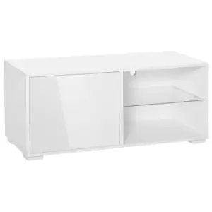 Image of Homcom High Gloss Compact TV Stand 2 Shelves Storage Cabinet White