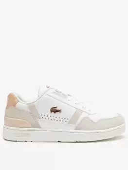 Image of Womens Lacoste T-Clip Synthetic Trainers Size 5 UK White & Light Pink