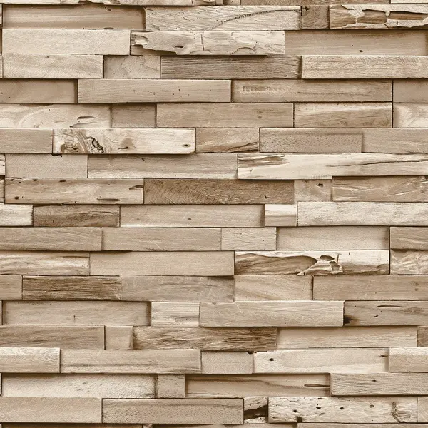 Image of Grandeco Colorado Stacked Wood Block Plank Effect Textured Wallpaper Natural