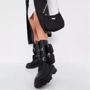 Image of I Saw It First Double Pouch Chunky Sole Boots - Black