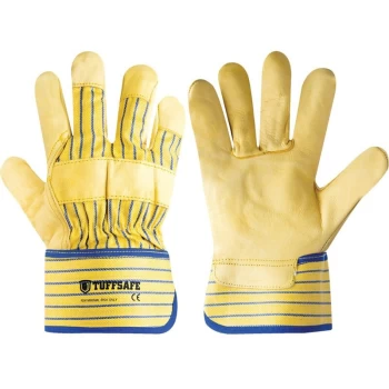 Image of Tuffsafe - Yellow Cowhide Riggers 2' Safety Cuffs Size 10