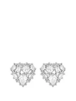 Image of Jon Richard Rhodium Plated Mixed Stone Heart Stud Earrings