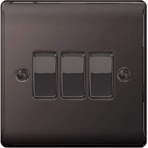 Image of BG Nexus Metal Black Nickel 3 Gang 2 Way Rocker Switch 10A - NBN43