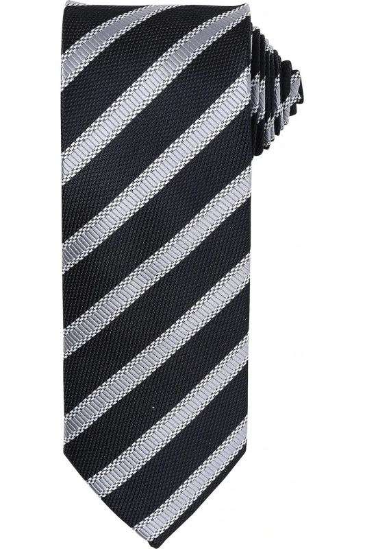 Image of Premier Premier Men Waffle Stripe Formal Business Tie in Black One Size Male 5057080770656