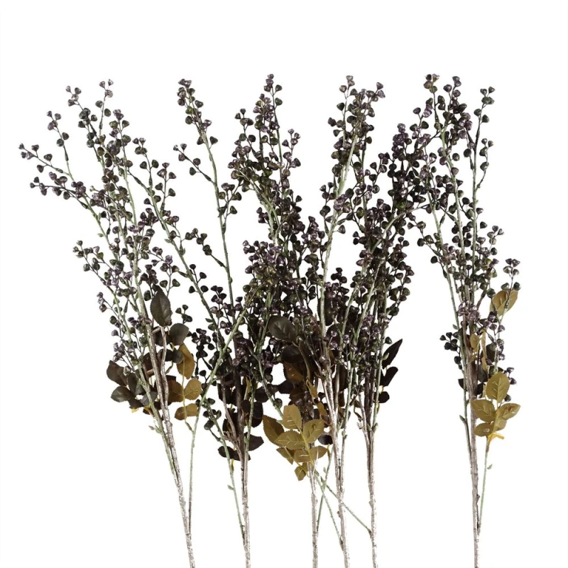 Image of Leaf Pack of 6 x 85cm Artificial Dark Berry Stem
