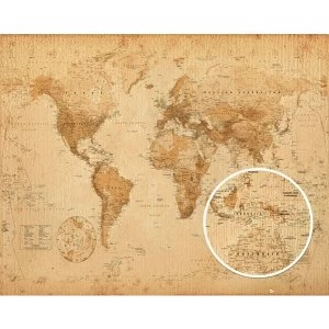 Image of World Map Antique Style Mini Poster