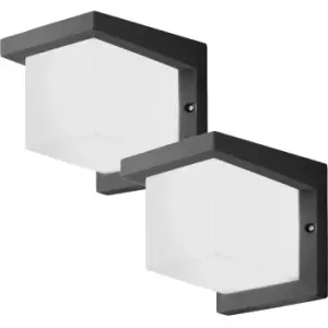 Image of 2 PACK IP54 Outdoor Wall Light Anthracite Cast Aluminium 10W LED Lamp