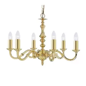 Image of Seville 6 Light Multi Arm Ceiling Pendant Polished Brass, E14