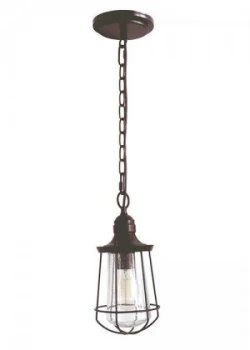 Image of 1 Light Small Ceiling Lantern Pendant Bronze, E27