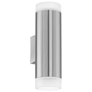 Image of IP44 Outdoor Up & Down Wall Light Stainless Steel 2x 3W GU10 Bulb Porch Lamp