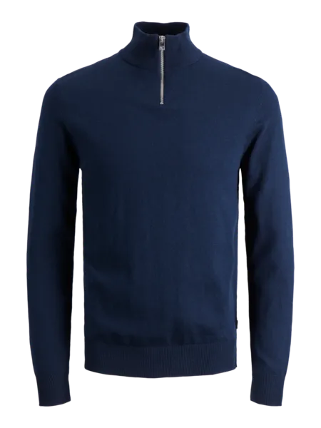 Image of Jack & Jones Blue / Navy Blazer Plain Half Zip Jumper Navy Male S 200921UK