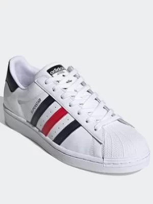 Image of adidas Originals Superstar Shoes, White/Red, Size 7, Women