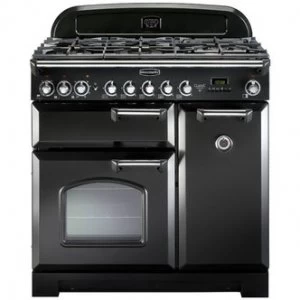 Image of Rangemaster 80930 90cm CLASSIC DELUXE Dual Fuel Black Chrome Trim