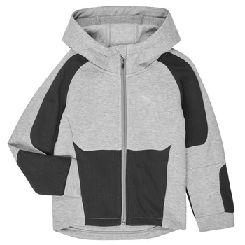Image of Puma EVOSTRIPE HOODED JACKET boys's Childrens sweatshirt in Grey - Sizes 9 / 10 years,11 / 12 years,13 / 14 years,15 / 16 years