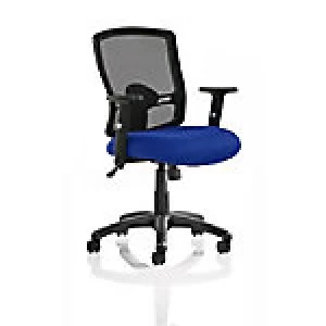 Image of Task Operator Chair Portland Black Back Blue Airmesh Seat With Arms