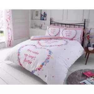 Image of You Make My Heart Flutter Duvet Cover Bedding Set - Pink - Double - TJ Hughes