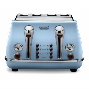 Image of DeLonghi Icona Vintage CTOV4003.AZ 4 Slice Toaster