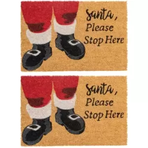 Image of Christmas Coir Door Mats - 60 x 40cm - Santa - Pack of 2 - Nicola Spring