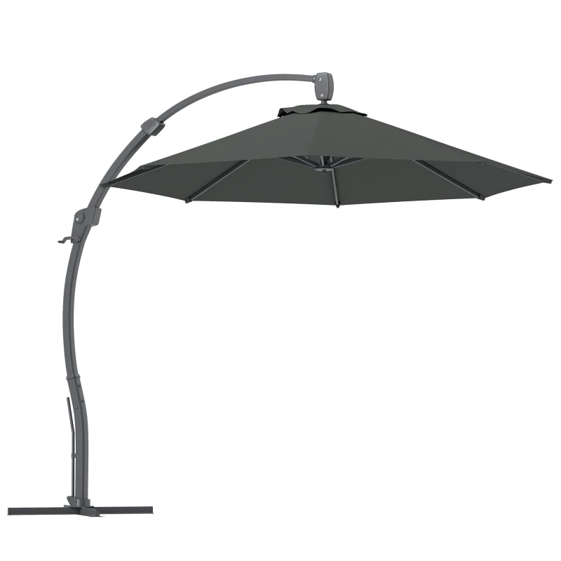 Image of Outsunny 3(m) Garden Cantilever Parasol with Crank Aluminium Frame - Grey TJ Hughes 5063603880016