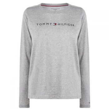 Image of Tommy Bodywear Long Sleeve Logo T Shirt - Grey Heather