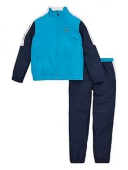 Image of Lacoste Sports Boys Funnel Neck Poly Tracksuit - Blue