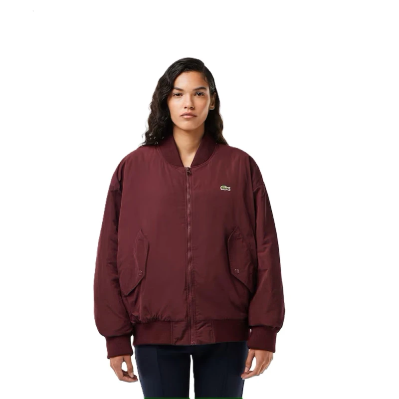 Image of Lacoste Womens Oversized Ribbed Bomber Jacket Spleen female 6 (34)