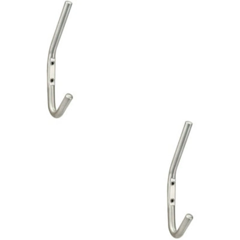 Image of Loops 2x Slimline One Piece Hat & Coat Hook 59mm Projection Satin Stainless Steel Metallics