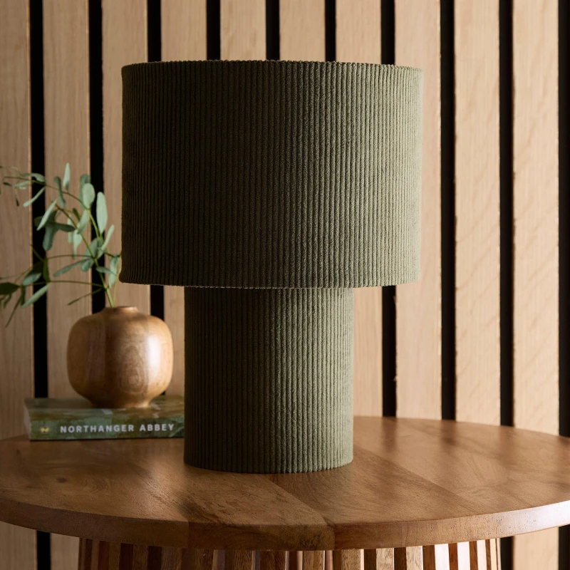 Image of K Living Tokyo Green Velvet Stripe Table Lamp Dark Green unisex One Size