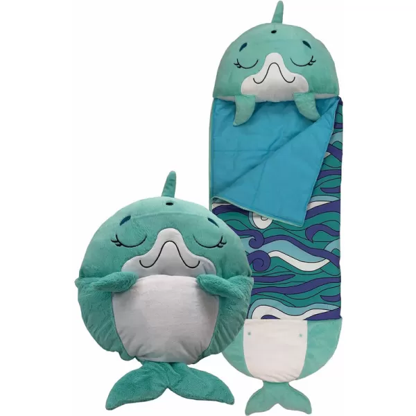 Image of Happy Nappers Blue Disco Dolphin Medium Sleeping Bag