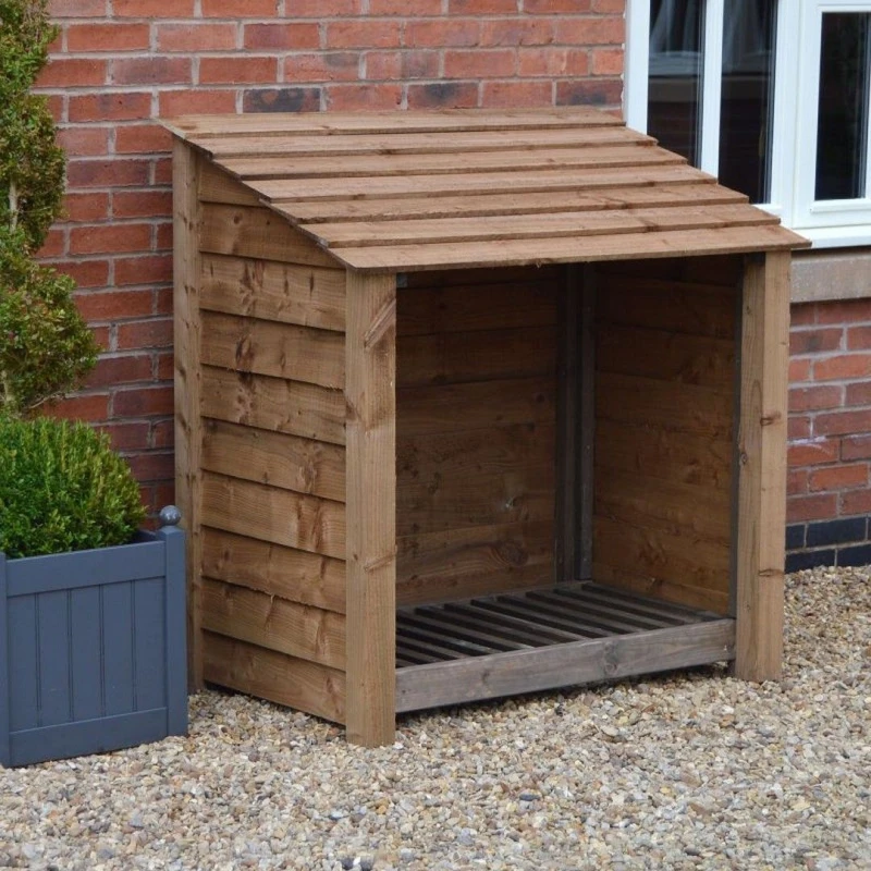 Image of Rutland County Garden Furniture Ltd Greetham 4ft Log Store - L80 x W123 x H128cm - Rustic Brown Brown Unisex