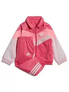 Image of adidas Favourites Toddler Girls 3 Stripe Tricot Tracksuit - Bright Pink, Bright Pink, Size 2-3 Years, Women