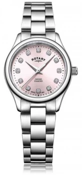 Image of Rotary Womens Oxford Diamond Pink Dial Stainless Steel Watch