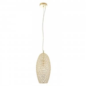 Image of 1 Light Ceiling Pendant Crystal, Brass, E27